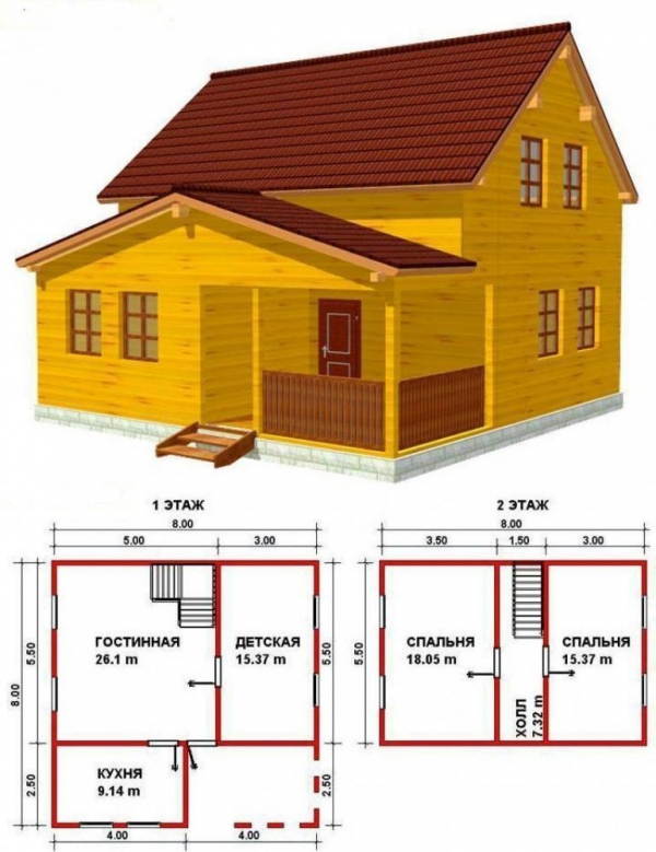 Проект дома 8*8